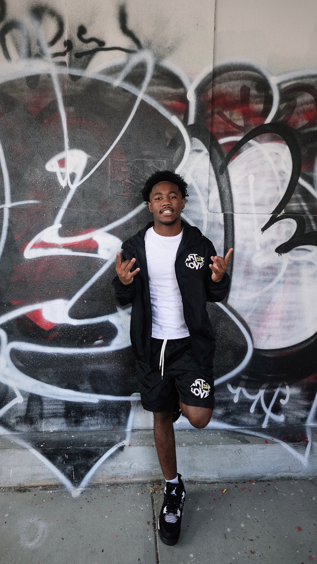 BLACK WINDBREAKER SET