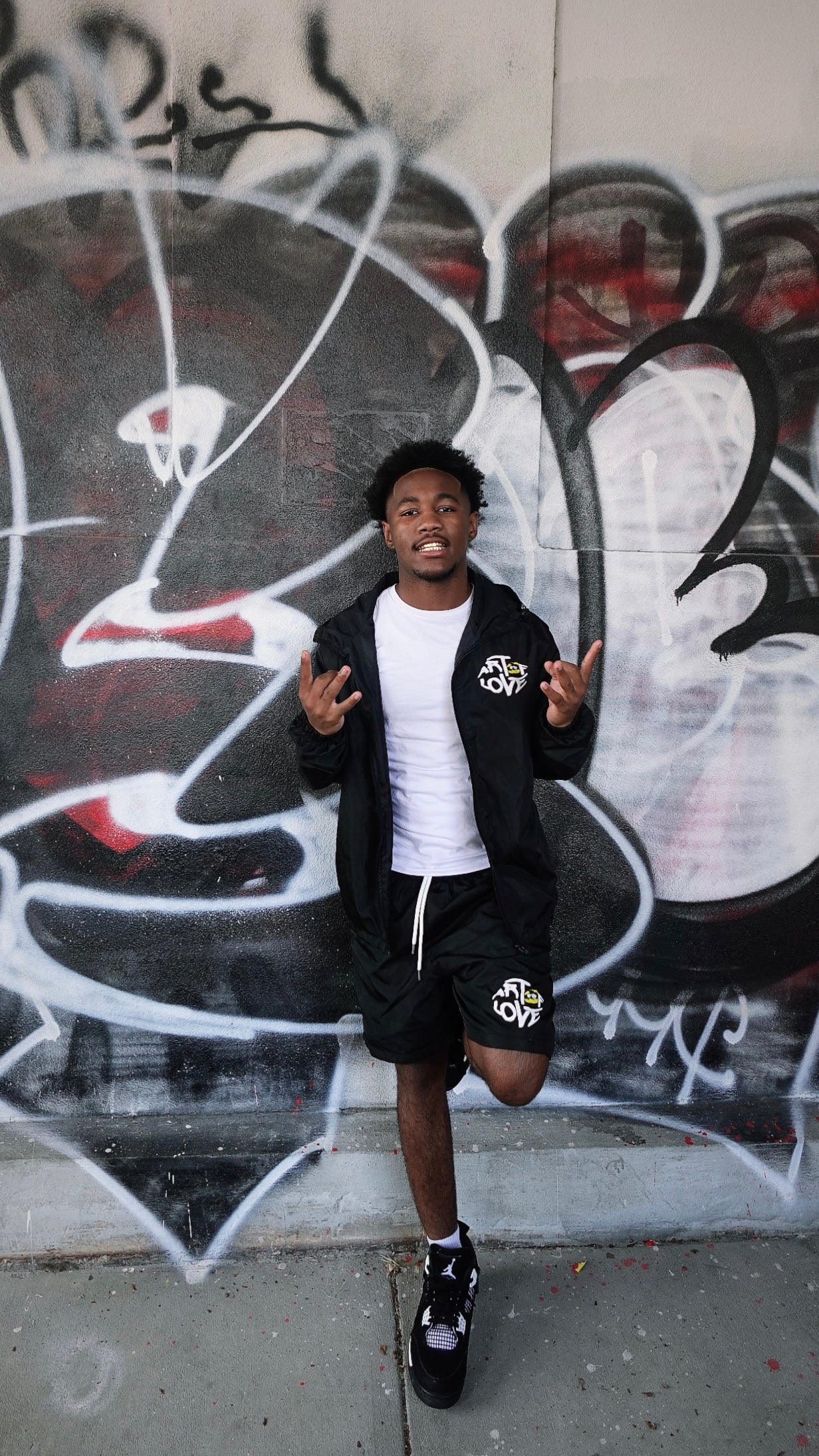 BLACK WINDBREAKER SET