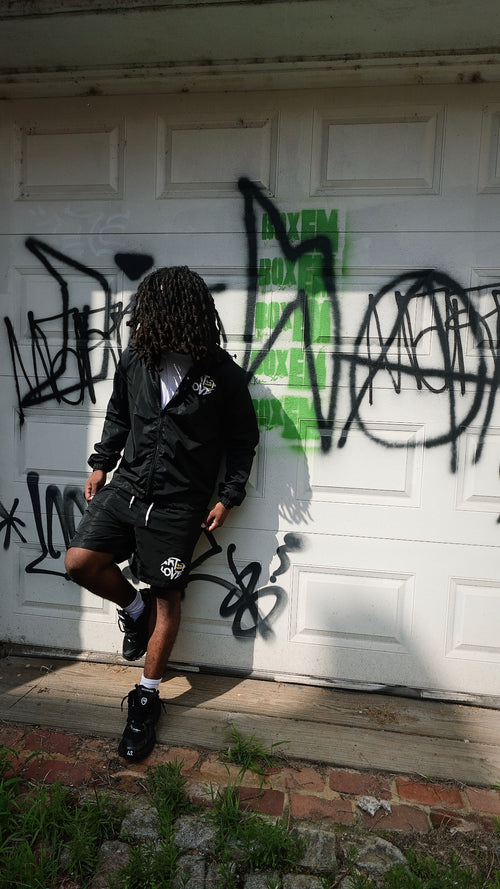 BLACK WINDBREAKER SET