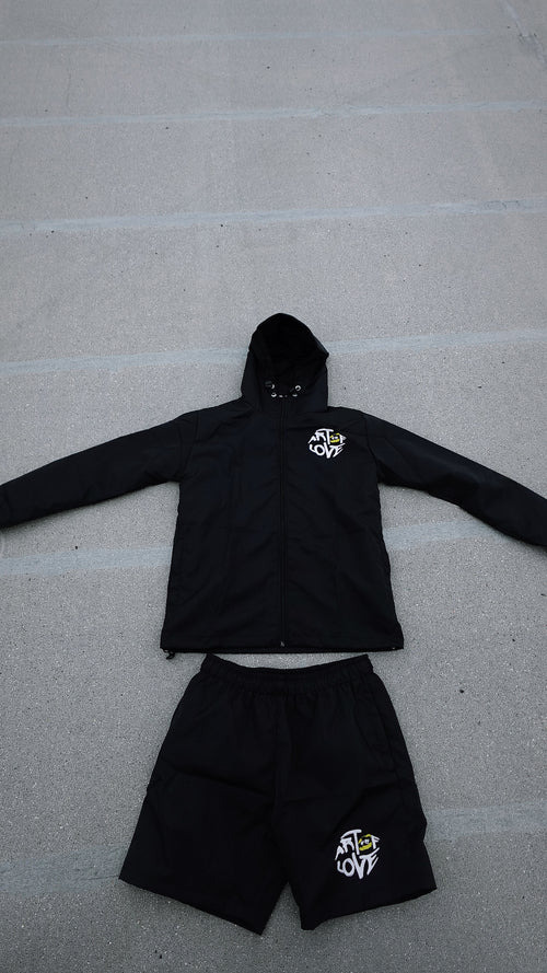 BLACK WINDBREAKER SET
